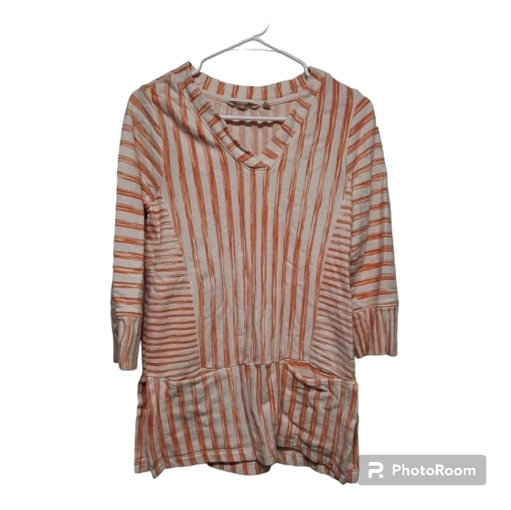 Soft Surroundings Women's Briza Striped Longline Tunic Beachy Coastal XS